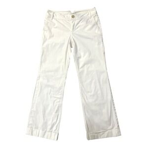 Vtg Y2K Banana Republic Martin Lined Flare Leg White Pant 10 90s Nautical Preppy
